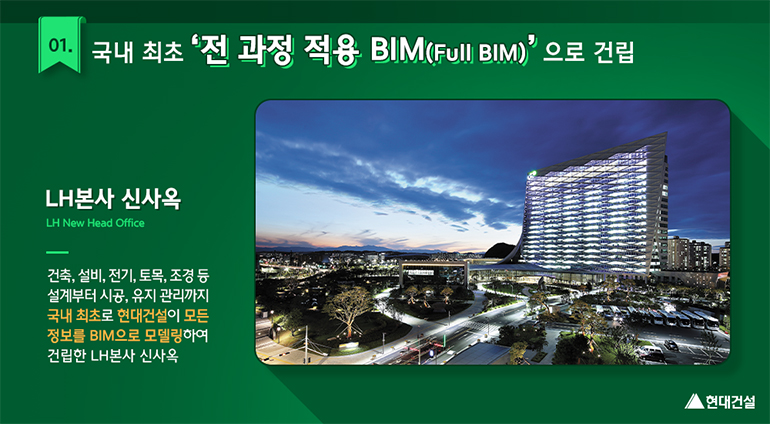 국내 최초 전 과정 적용 BIM으로 건립된 LH 본사 신사옥.