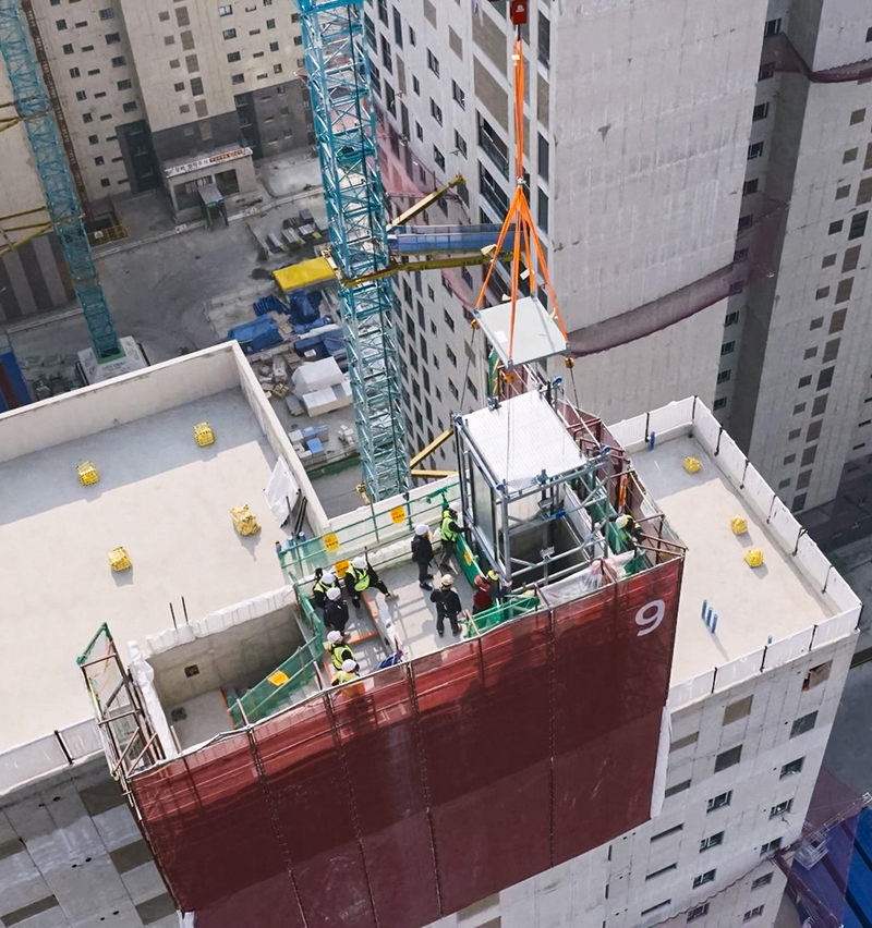 모듈러 엘리베이터 설치 사진 모듈러 엘리베이터 설치 사진