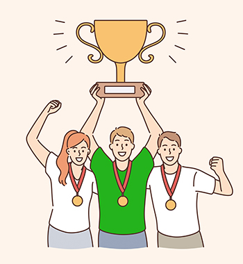 우승컵을 들고 있는 일러스트 - 게티이미지