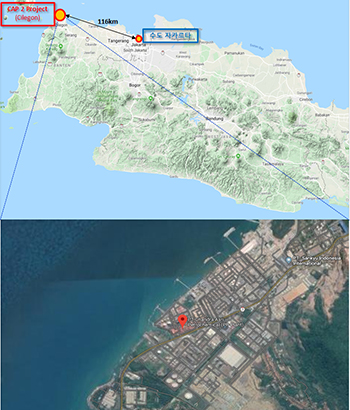 인도네시아 석유화학단지 FEED 수주 위치도